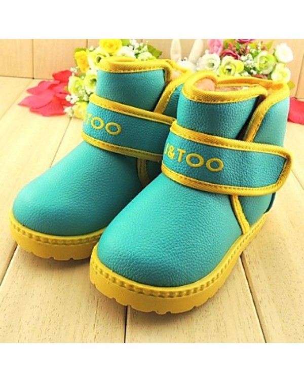 Boy's / Girl's Boots Winter Fashion Boots Leatherette Casual Flat Heel Blue / Yellow / Green / Orange  