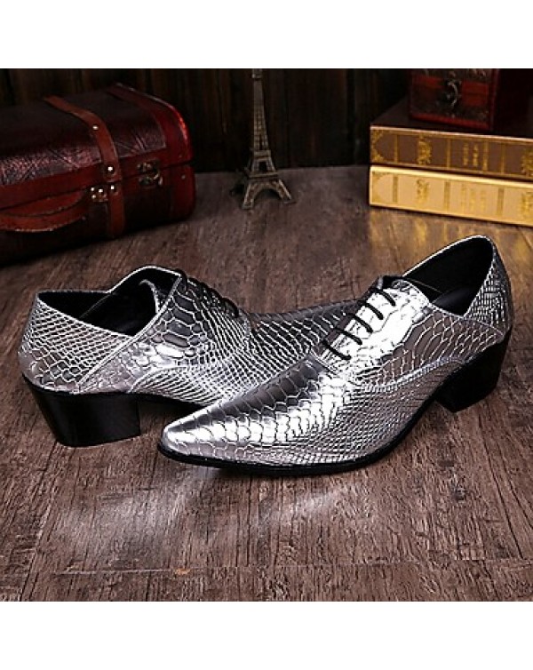 Men's Shoes Limited Edition Pure Handmade Wedding/Party & Evening Leather Oxfords Gold/Silver  