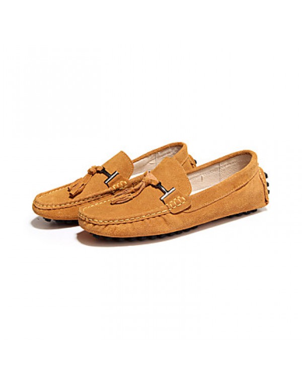 Men's Shoes Leather Office & Career / Casual Loafers Office & Career / Casual Flat Heel Yellow / Gray / Navy  
