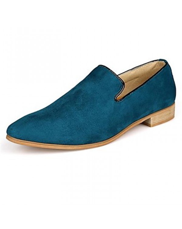 Men's Shoes Leather Casual Loafers Casual Flat Heel Slip-on Blue / Yellow / Navy  