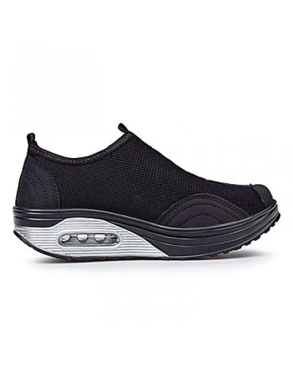 Women's Shoes Tulle Wedges / Creepers Fashion Sneakers Outdoor / Athletic / Casual Black / Gray / Mahogany