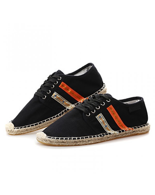 Women's / Men's Spring / Summer / Fall / Winter Comfort Fabric Casual Flat Heel Lace-up Black / Blue / Beige